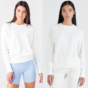 NEW ATM French Terry Garment  Dye Vintage Raglan Sweater Women's White Sz: Large